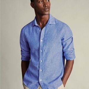 Charles Tyrwhitt Extra Slim Fit Linen Long Sleeve Button Down Shirt